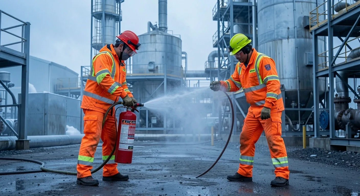 Entrenamiento de seguridad industrial en instalación petrolera