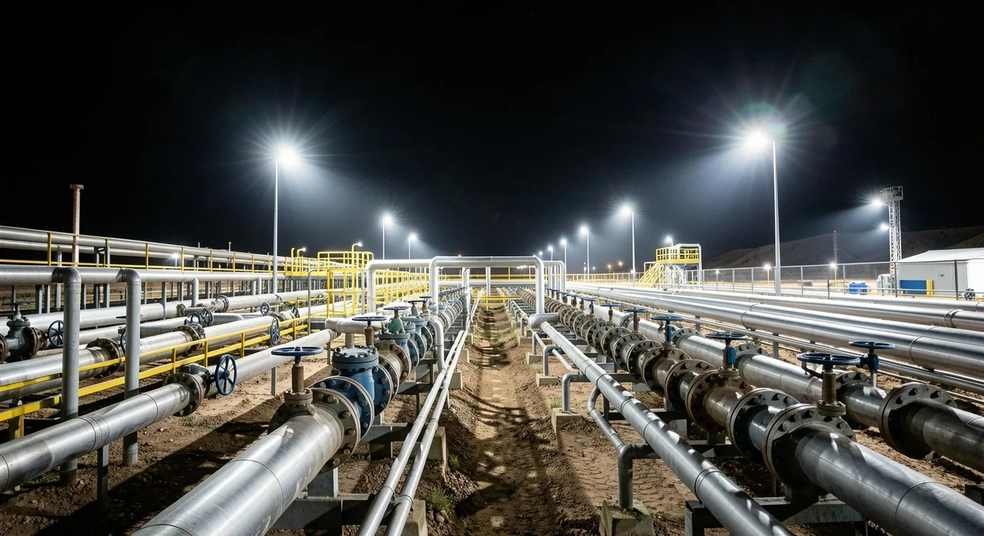 Plataforma petrolera al anochecer