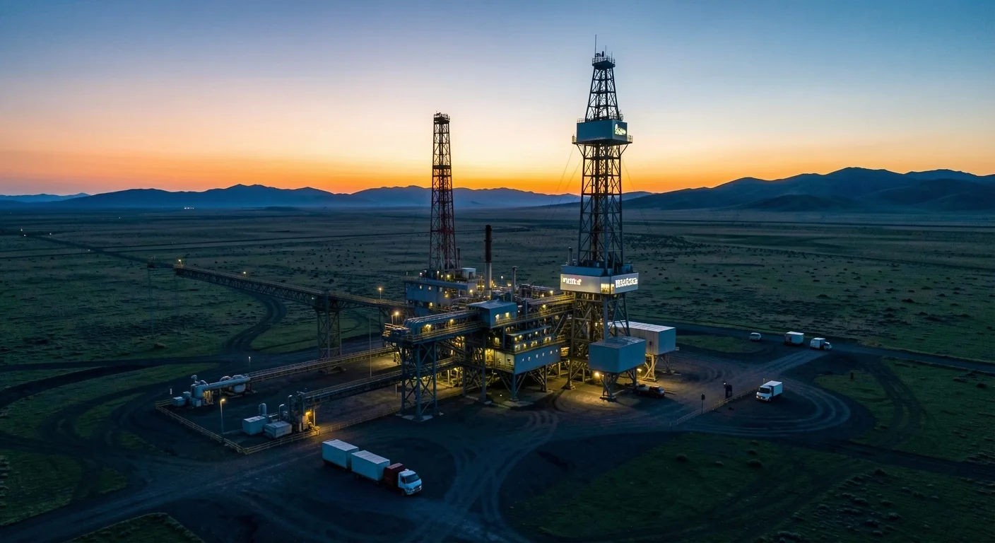 Plataforma petrolera al atardecer